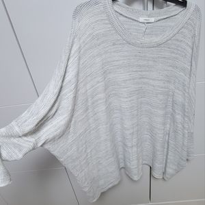 White and gray bat wing sweater